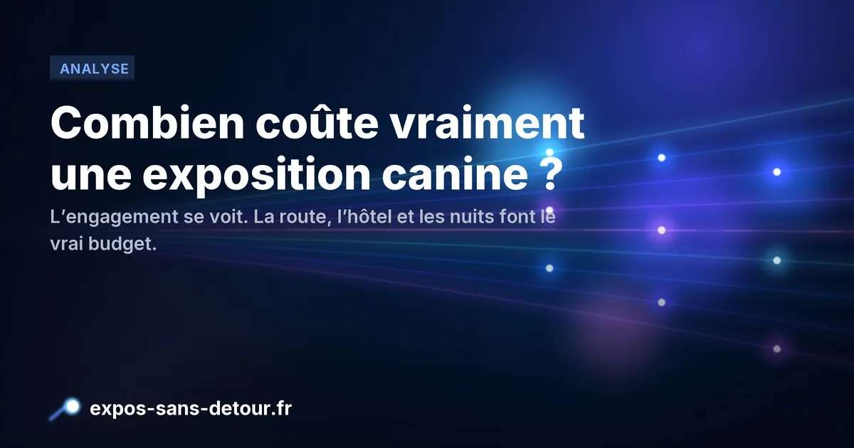 Illustration : combien coûte vraiment une exposition canine, entre engagement, route, péage et hébergement.