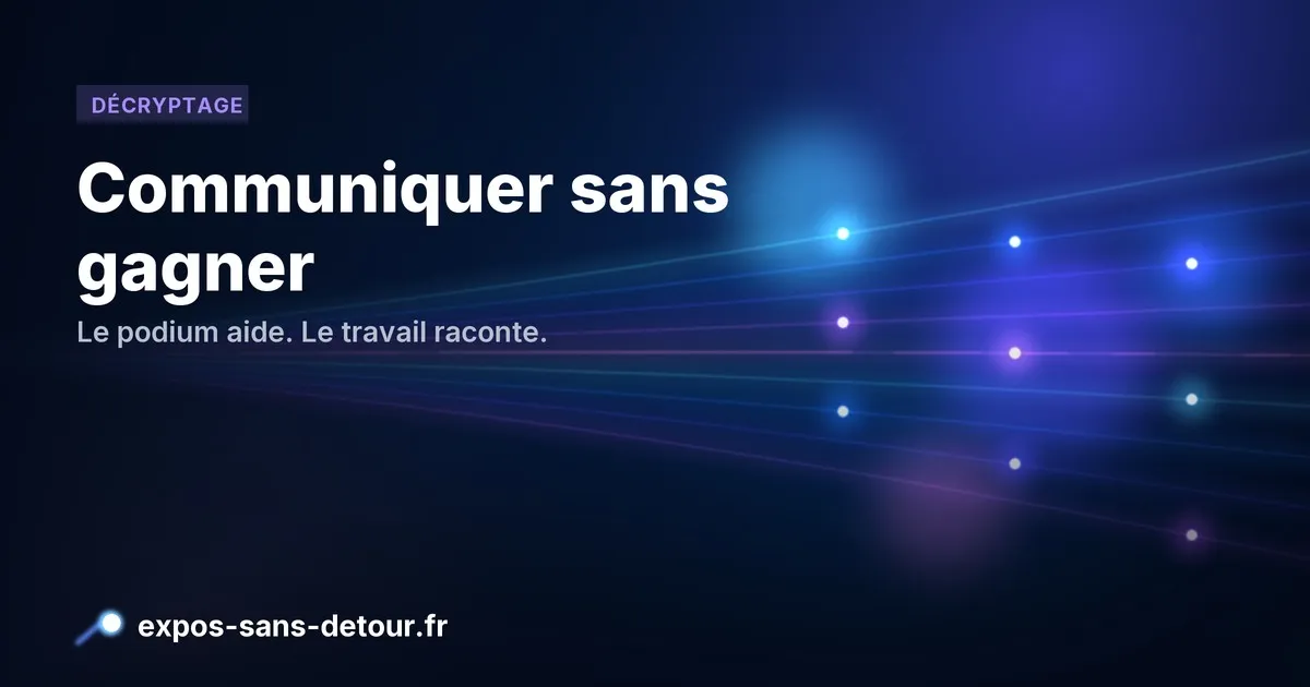 Carte visuelle Expos Sans Détour sur la communication après une exposition canine.
